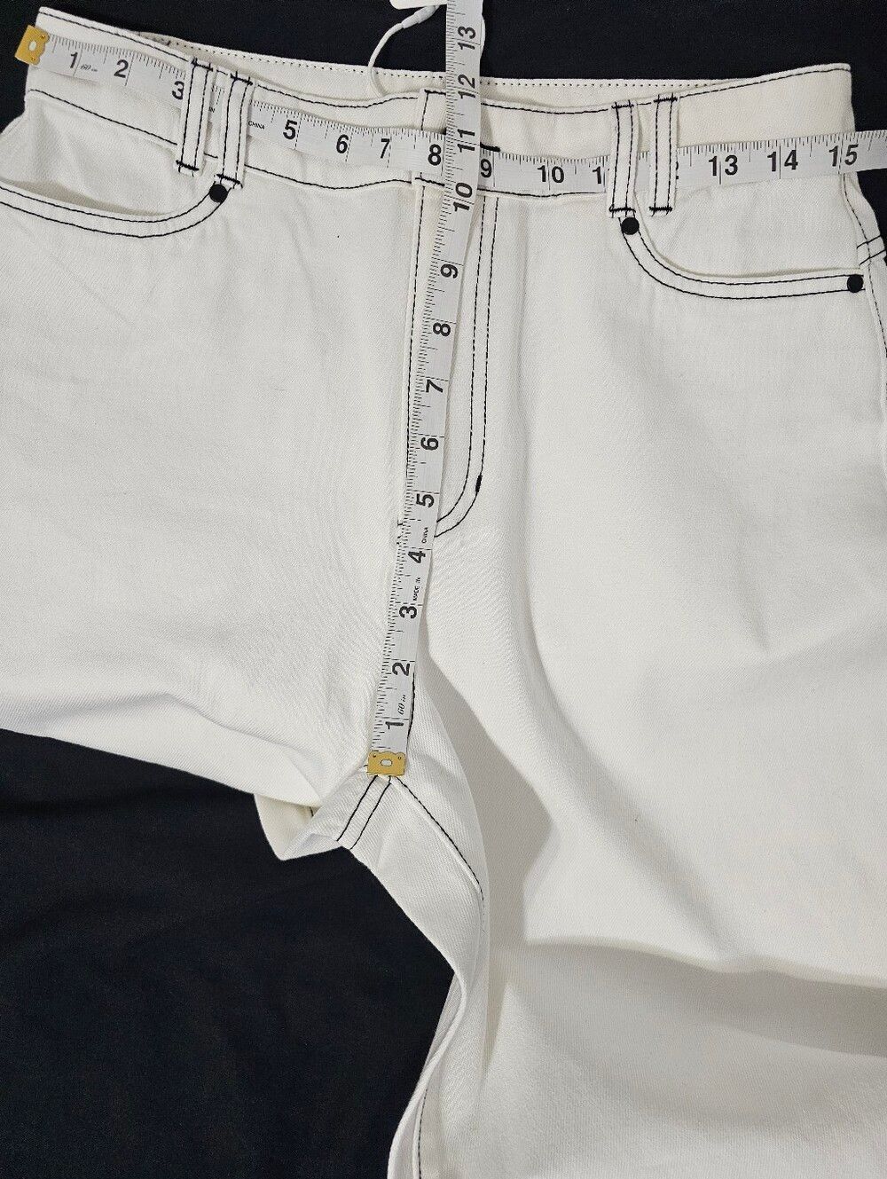 Shona Joy Hana Ivory Contrast Stitch Shirt & Straight Leg Jean Set NWT Size US 6 - Picture 9 of 14